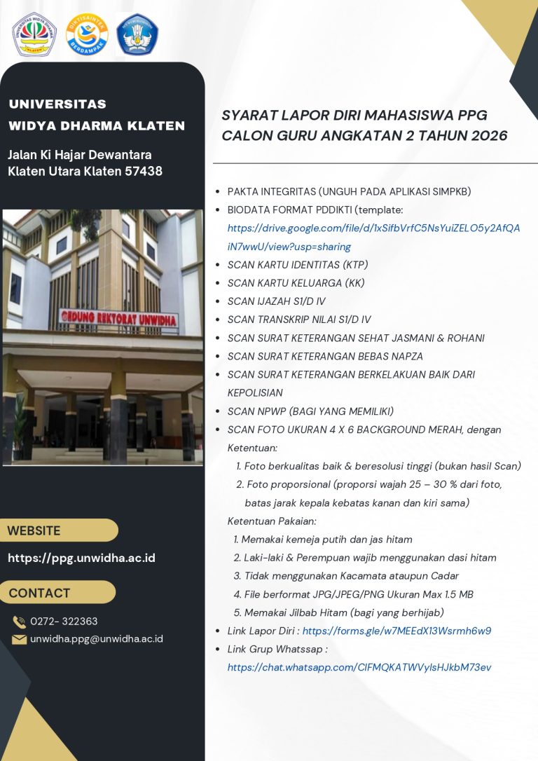 SYARAT LAPOR DIRI MAHASISWA PPGCALON GURU ANGKATAN 2 TAHUN 2026